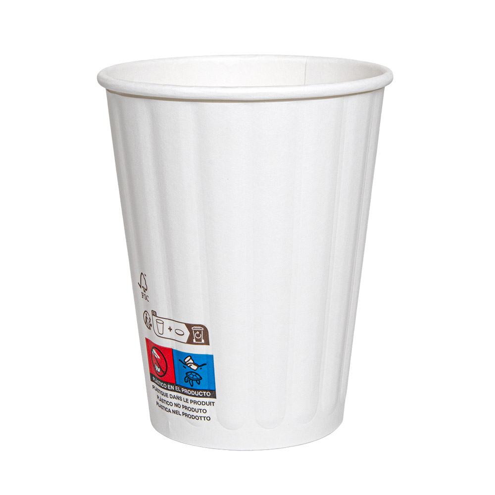 275.25-BICCHIERI BEVANDE CALDE DOPPIA PARETE 360 ML 328 + 210 G/M2 Ø9/6x11 CM BIANCO CARTONE (25 u.)