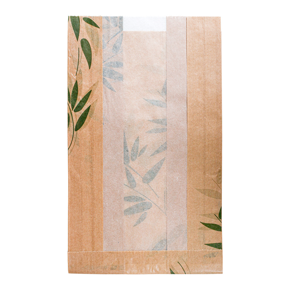 276.14-SACCHETTI PANE CON FINESTRA ECO 'FEEL GREEN - JUST PAPER' 32 G/M2 14+10x22 CM NATURALE KRAFT (250 u.)