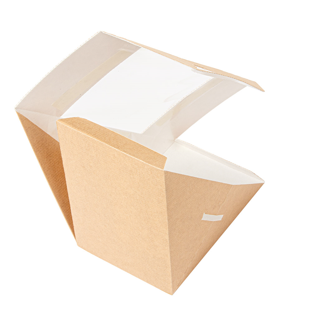 253.54-SCATOLE PANINO TRIPLO CON FINESTRA 'THEPACK' 12,4x12,4x8,3 CM NATURALE CARTONE NANO-MICRO + OPP (50 u.)