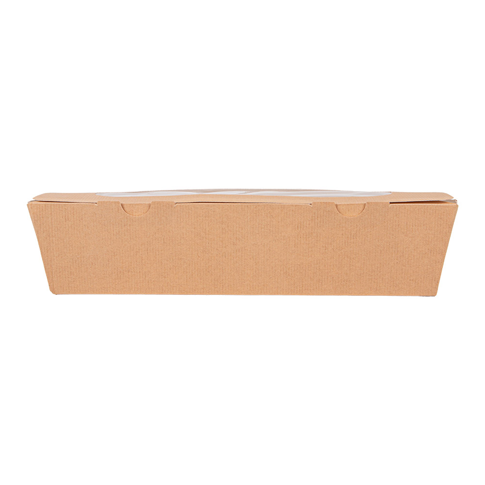 253.58-SCATOLE PER PANINI CON FINESTRA "BAGUETTE" 'THEPACK' 27,5x8x6,2 CM NATURALE CARTONE NANO-MICRO + OPP (50 u.)