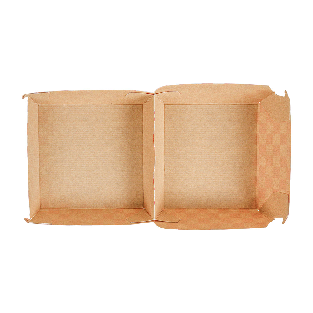 274.01-SCATOLE HAMBURGER 'THEPACK' RED FITIPALDI 12,5x12x5,8 CM ROSSO/NATURALE CARTONE NANO-MICRO (50 u.)
