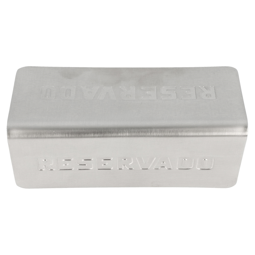 179.16-SEGNATAVOLO "RESERVADO" 12x5,4x5,9 CM ARGENTO ACCIAIO INOX