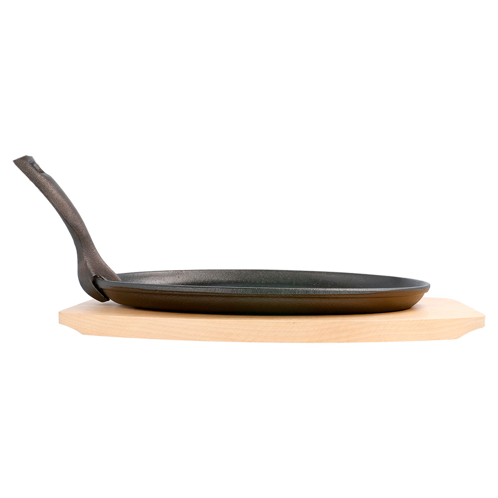 113.07-PIATTO CONTADINO OVALE + BASE DI LEGNO 27x18x2 CM NERO FERRO