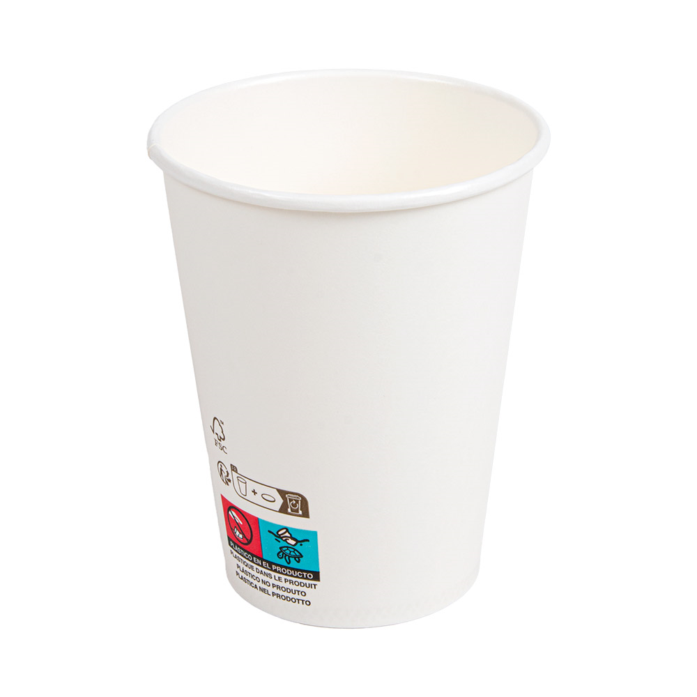 274.43-BICCHIERI BEVANDE FREDDE E CALDE 1 PARETE 'COMPOSTABLE' 360 ML - 12 oz 300 G/M2 Ø9/6x11 CM BIANCO CARTONE (50 u.)