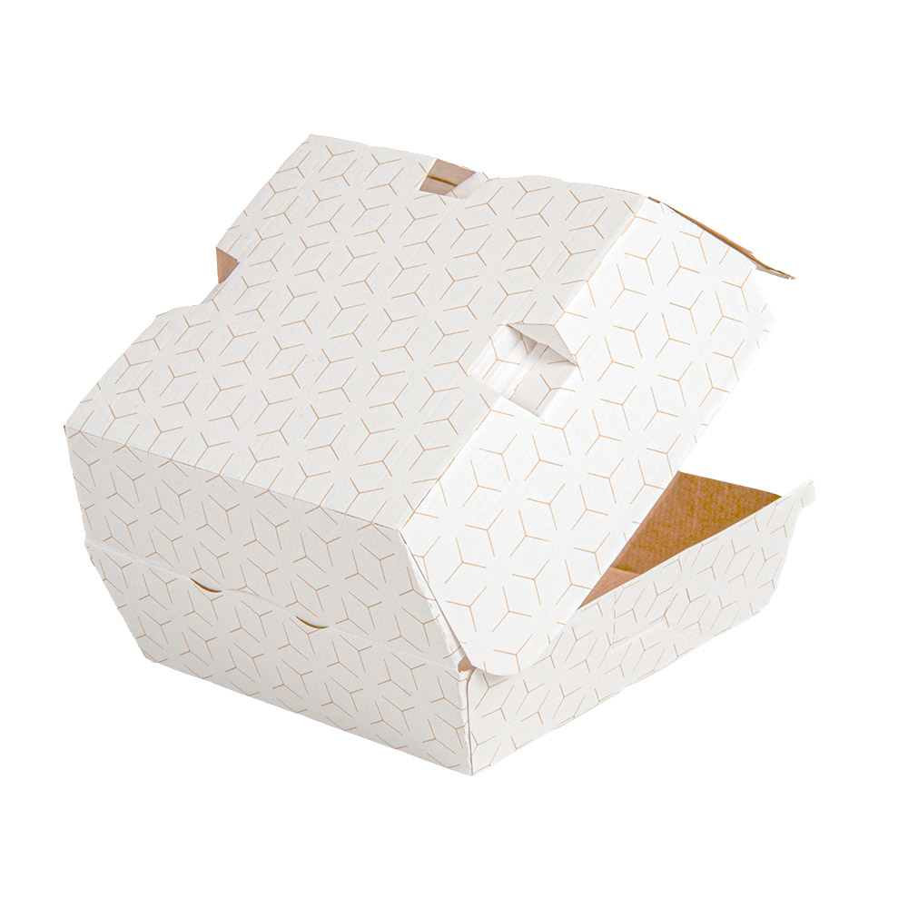 278.67-SCATOLE HAMBURGER 'THEPACK' CUBE 14,7x14x7 CM BIANCO/NATURALE CARTONE NANO-MICRO (50 u.)