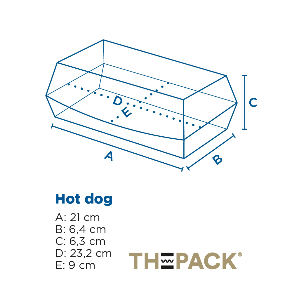 234.26-VASCHETTE "HOT DOG" 'THEPACK' 23,2x9x6,3 CM BIANCO CARTONE NANO-MICRO (50 u.)