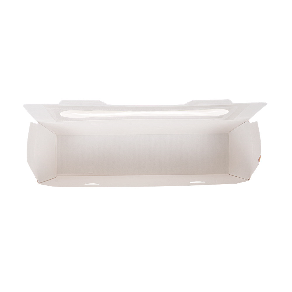253.58-SCATOLE PER PANINI CON FINESTRA "BAGUETTE" 'THEPACK' 27,5x8x6,2 CM NATURALE CARTONE NANO-MICRO + OPP (50 u.)