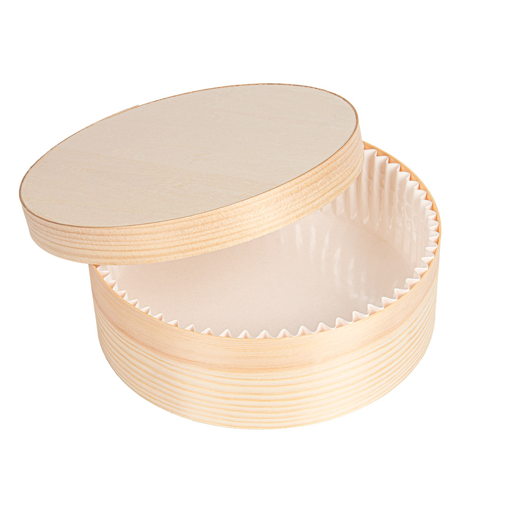 280.47-MINI SCATOLE CILINDRICHE, CON COPERCHIO E CAPSULA 'WOOD' 940 ML Ø 15,5x5 CM NATURALE LEGNO (10 u.)