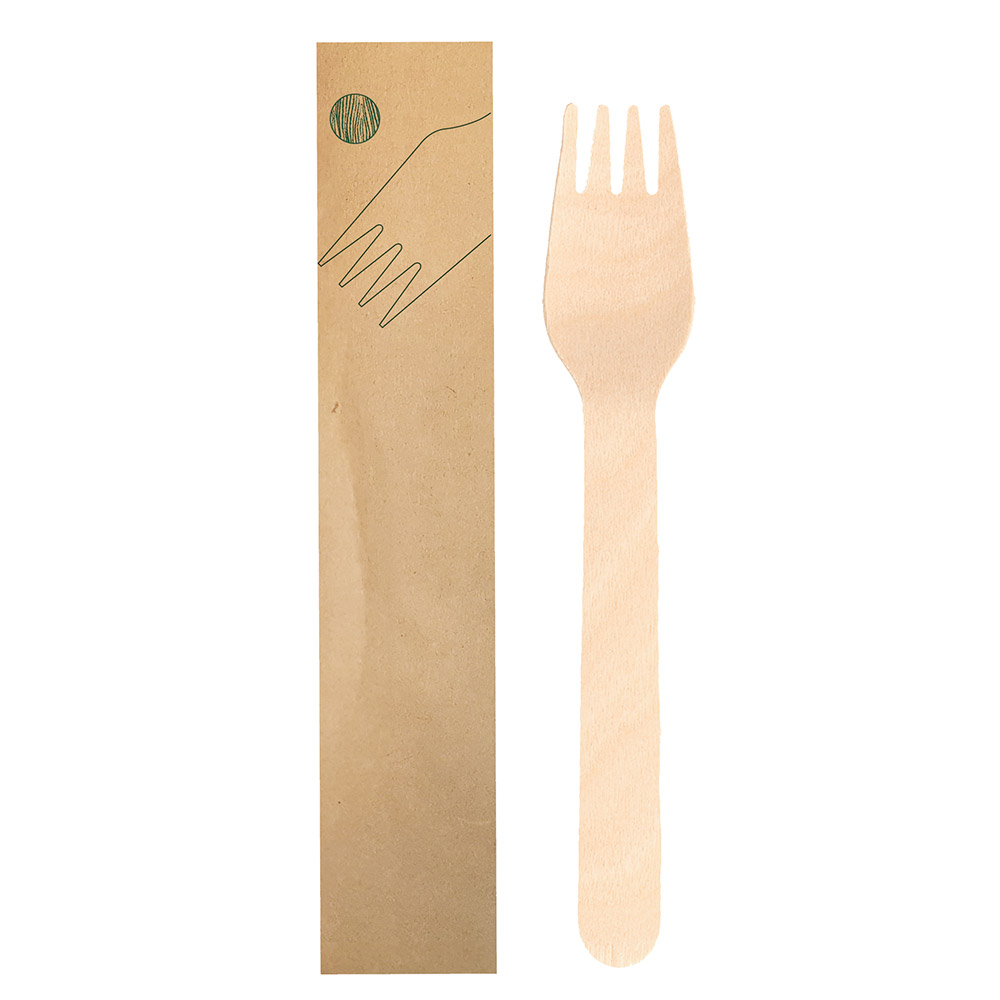 250.52-FORCHETTA IMBUSTATI KRAFT WOOD 'MAKAN' 15,5 CM NATURALE LEGNO (100 u.)
