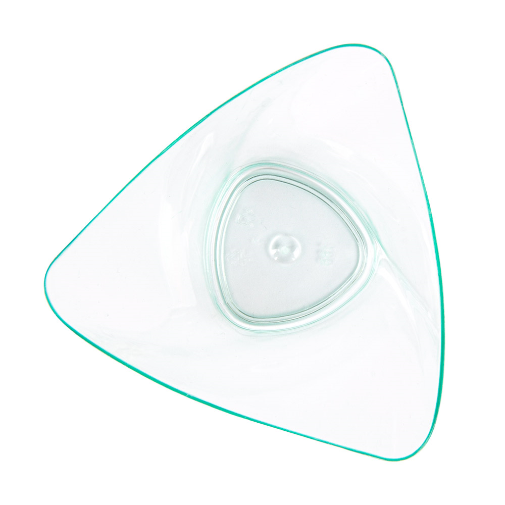 170.77-CONTENITORI APERITIVO TRIANGOLO 100 ML 7,7x7,4x6,3 CM VERDE ACQUA PS (24 u.)
