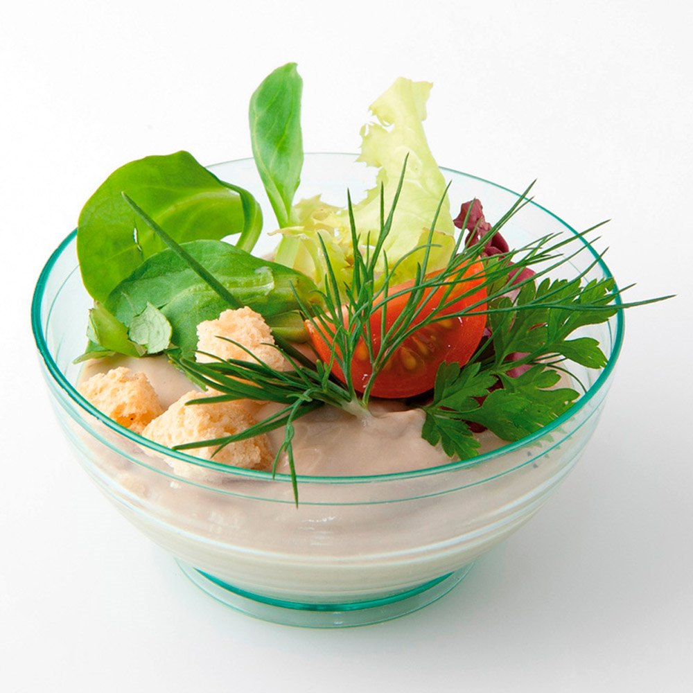 129.92-CONTENITORI APERITIVO CIOTOLA Ø 7,2x3,5 CM VERDE ACQUA PS (30 u.)