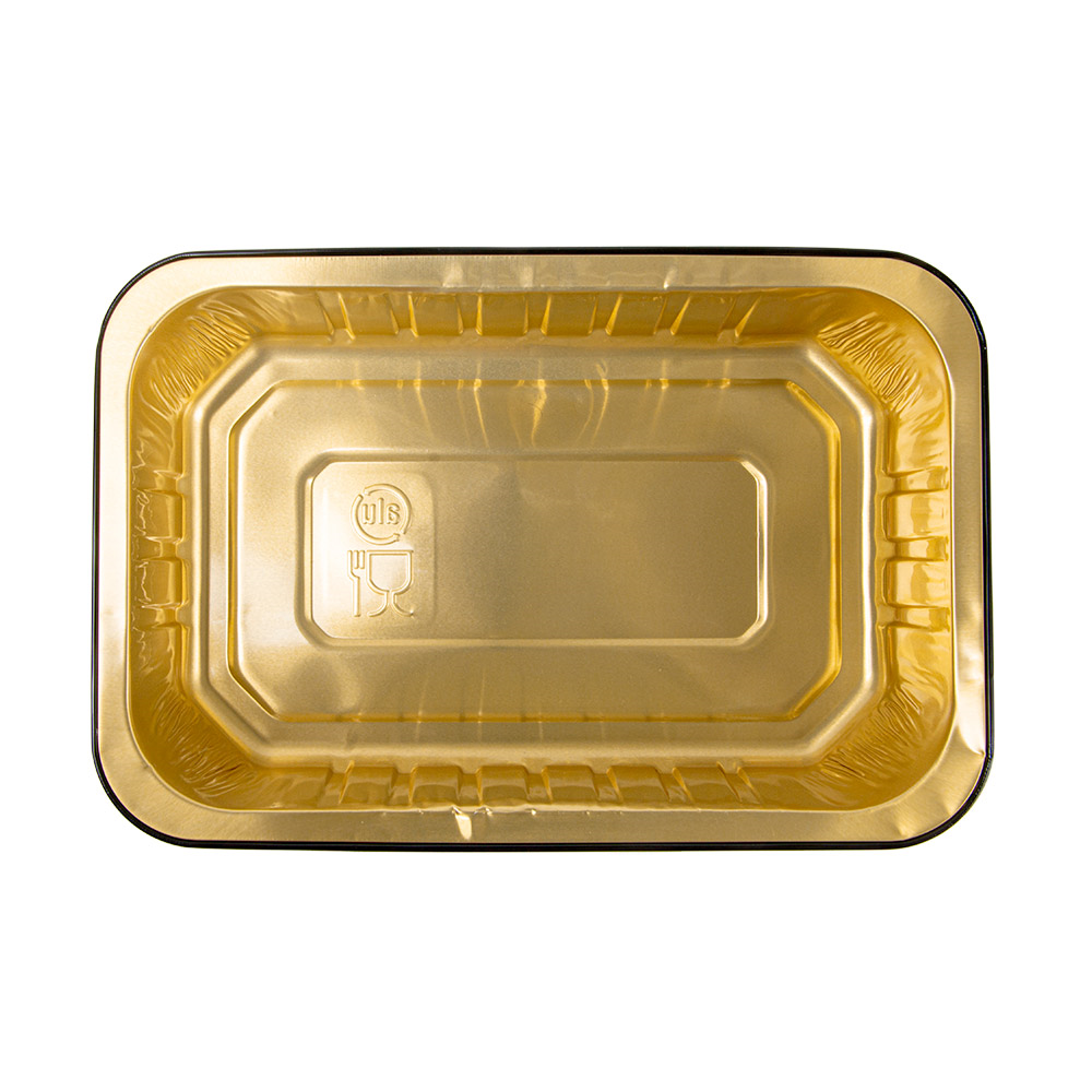 267.79-CONTENITORI LACCATI 975 ML 21,4x14,2x4,5 CM NERO/ORO ALLUMINIO (50 u.)