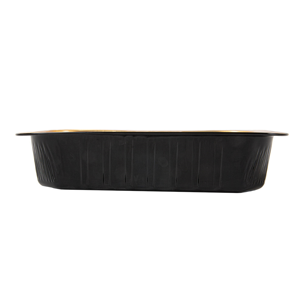 267.79-CONTENITORI LACCATI 975 ML 21,4x14,2x4,5 CM NERO/ORO ALLUMINIO (50 u.)