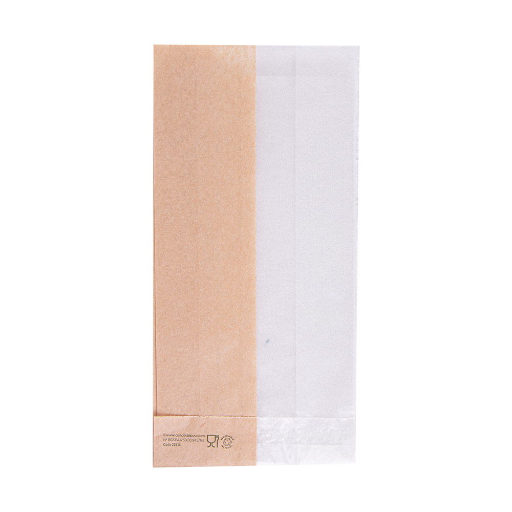 231.14-SACCHETTI PER SANDWICHES CON FINESTRA ECO 'JUST PAPER' ROUND 38 G/M2 9+5,5x18 CM NATURALE PERGAMANA ANTIGRASSI (250 u.)