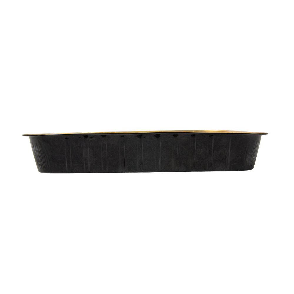 267.82-CONTENITORI LACCATI 2040 ML 29,3x19,3x4,5 CM NERO/ORO ALLUMINIO (50 u.)