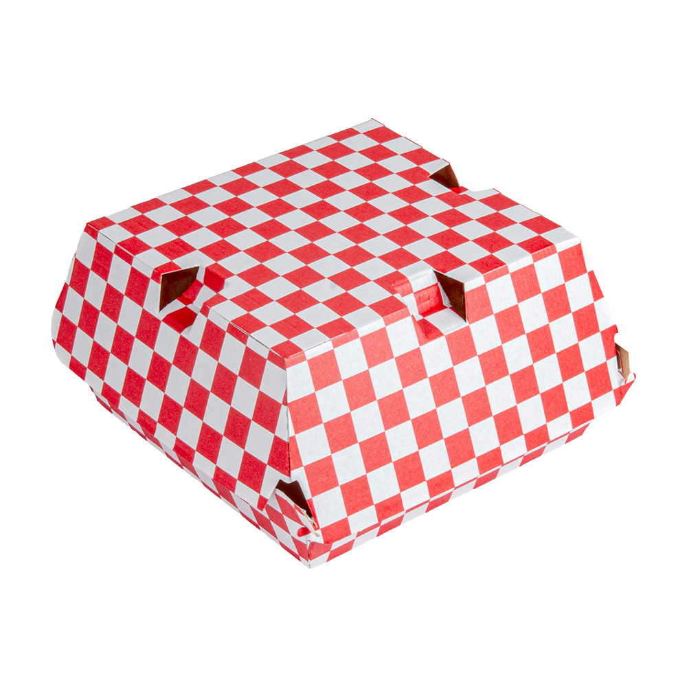 274.02-SCATOLE HAMBURGER 'THEPACK' RED FITIPALDI  14,7x14x7 CM ROSSO/NATURALE CARTONE NANO-MICRO (50 u.)