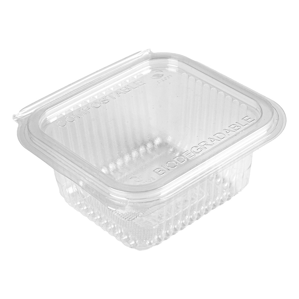 276.76-CONTENITORI CON COPERCHIO A CERNIERA  370 ML 12,6x11,7x5,6 CM TRASPARENTE PLA (50 u.)
