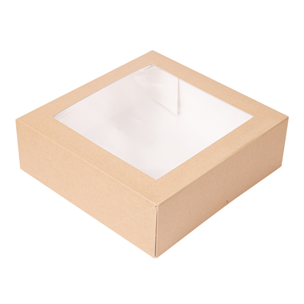 253.45-SCATOLE PER PASTICCERIA CON FINESTRA 'THEPACK'  23x23x7,5 CM NATURALE CARTONE NANO-MICRO + OPP (50 u.)