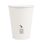 274.43-BICCHIERI BEVANDE FREDDE E CALDE 1 PARETE 'COMPOSTABLE' 360 ML - 12 oz 300 G/M2 Ø9/6x11 CM BIANCO CARTONE (50 u.)