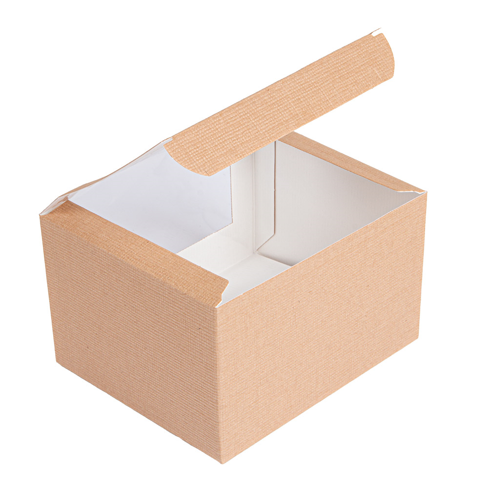 256.14-SCATOLE PER PASTICCERIA CON FINESTRA 'THEPACK'  11x13x8 CM NATURALE CARTONE NANO-MICRO + OPP (50 u.)