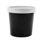 226.42-CONTENITORI CON COPERCHI 360 ML - 12 oz 300 + 18 PE G/M2 Ø9/7,2x8,4 CM NERO CARTONE (25 u.)