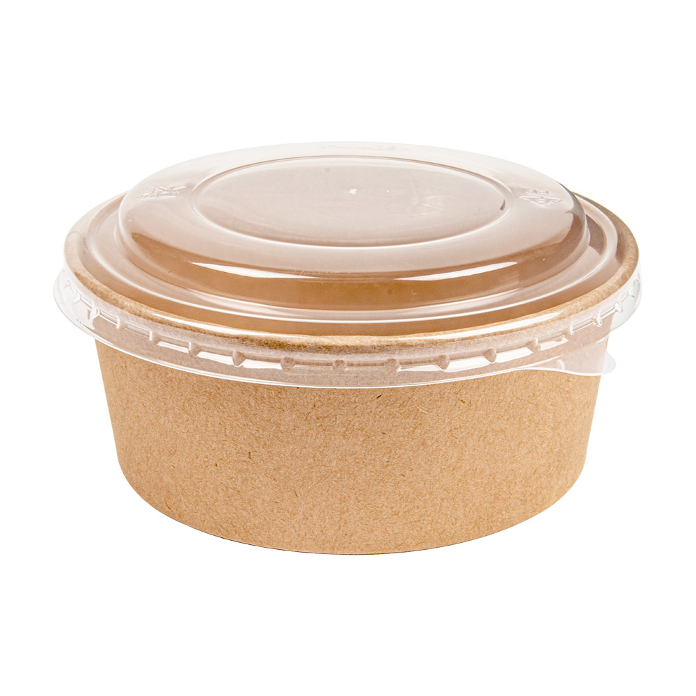 233.45-COMBO INSALATIERA + COPPERCHIO PET 750 ML - 25 oz 300 + 18 PE G/M2 Ø15/12,8x6 CM NATURALE KRAFT (25 u.)