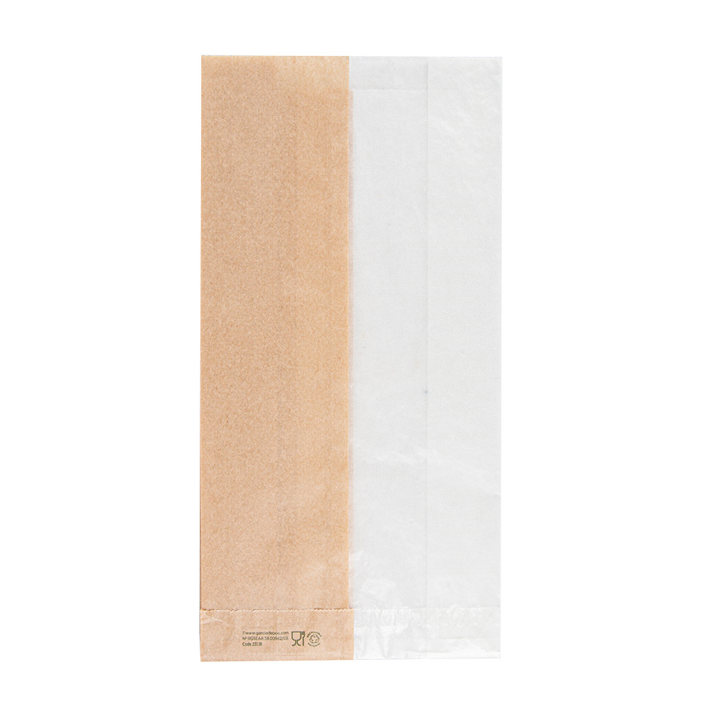 231.18-SACCHETTI PER SANDWICHES CON FINESTRA ECO 'JUST PAPER' ROUND 38 G/M2 12+6x23 CM NATURALE PERGAMANA ANTIGRASSI (250 u.)