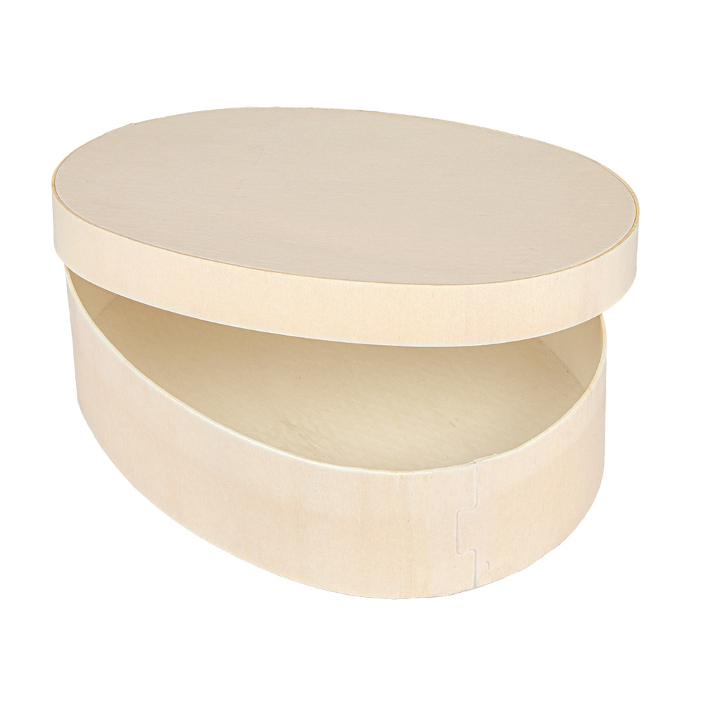 266.09-MINI SCATOLA OVALE CON COPERCHIO 'WOOD'  19,5x14,5x5 CM NATURALE LEGNO