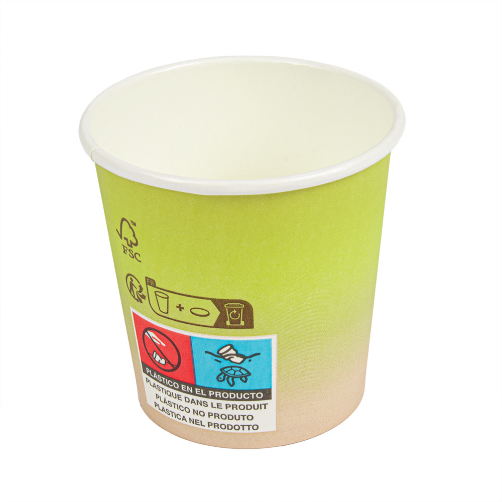 270.96-BICCHIERI BEVANDE FREDDE E CALDE 1 PARETE 'COMPOSTABLE GRADIENT' 120 ML - 4 oz 230 G/M2 Ø6,3/4,5x6 CM BIANCO CARTONE (50 u.)