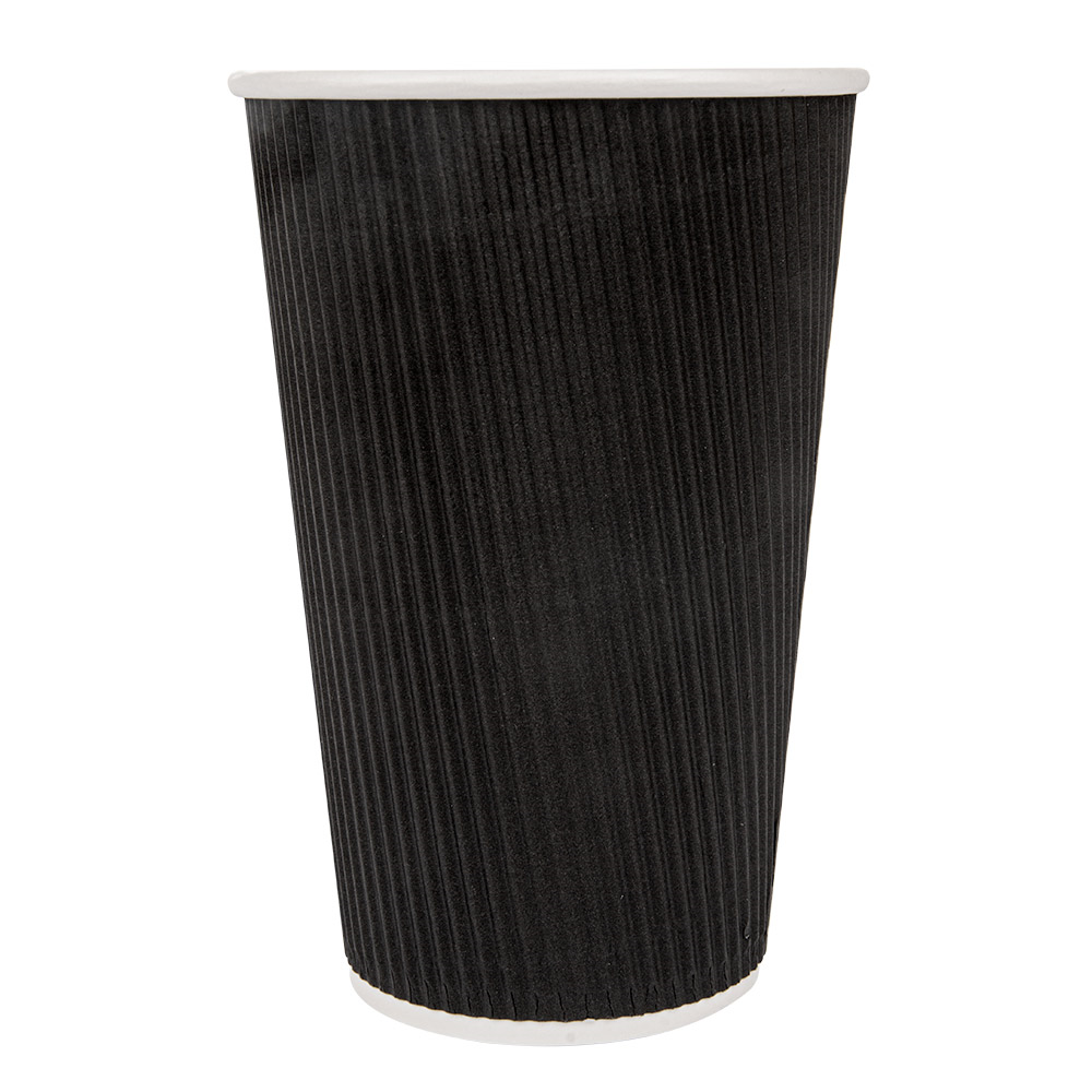 179.11-BICCHIERI BEVANDE CALDE DOPPIA PARETE  480 ML - 16 oz 300 + 250 + 18 PE G/M2 Ø9/6x13,2 CM NERO CARTONE (25 u.)
