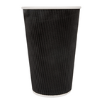 179.11-BICCHIERI BEVANDE CALDE DOPPIA PARETE  480 ML - 16 oz 300 + 250 + 18 PE G/M2 Ø9/6x13,2 CM NERO CARTONE (25 u.)