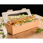 253.58-SCATOLE PER PANINI CON FINESTRA "BAGUETTE" 'THEPACK'  27,5x8x6,2 CM NATURALE CARTONE NANO-MICRO + OPP (50 u.)