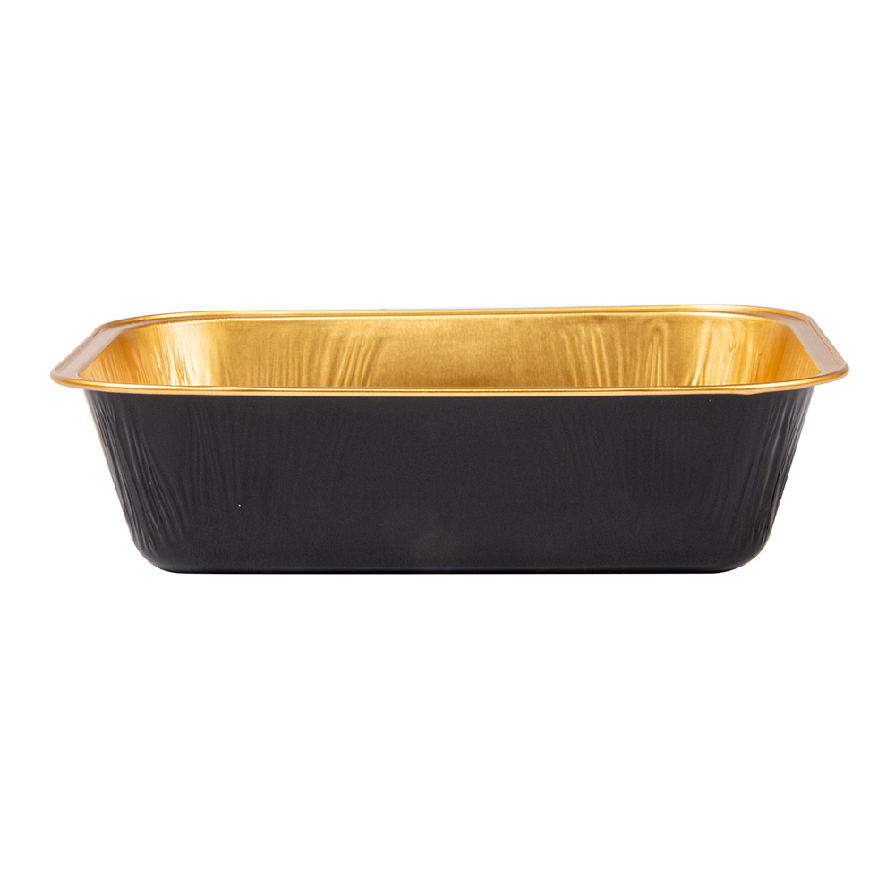 214.72-RECIPIENTI PASTICCERIA 280 ML 13,5x10,2x3,5 CM ORO NERO ALLUMINIO (100 u.)