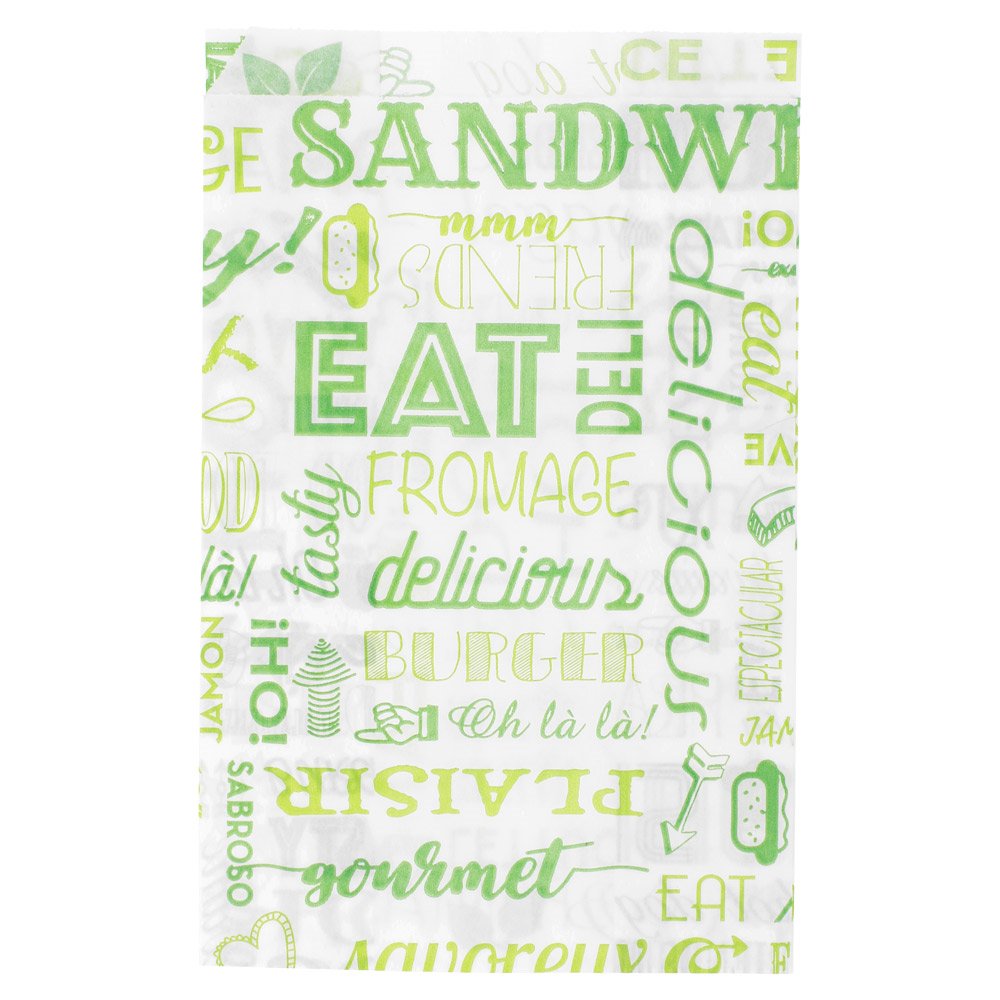229.29-SACCHETTI HAMBURGER GREEN PAROLE 32 G/M2 12+7x18 CM VERDE PERGAMANA ANTIGRASSI (500 u.)