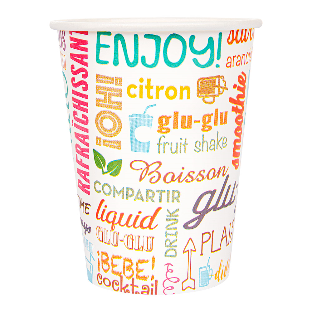 229.09-BICCHIERI BEVANDE CALDE 1 PARETE PAROLE 270 ML - 9 oz 265 + 18 PE G/M2 Ø7,8/5,2x9,5 CM BIANCO CARTONE (100 u.)
