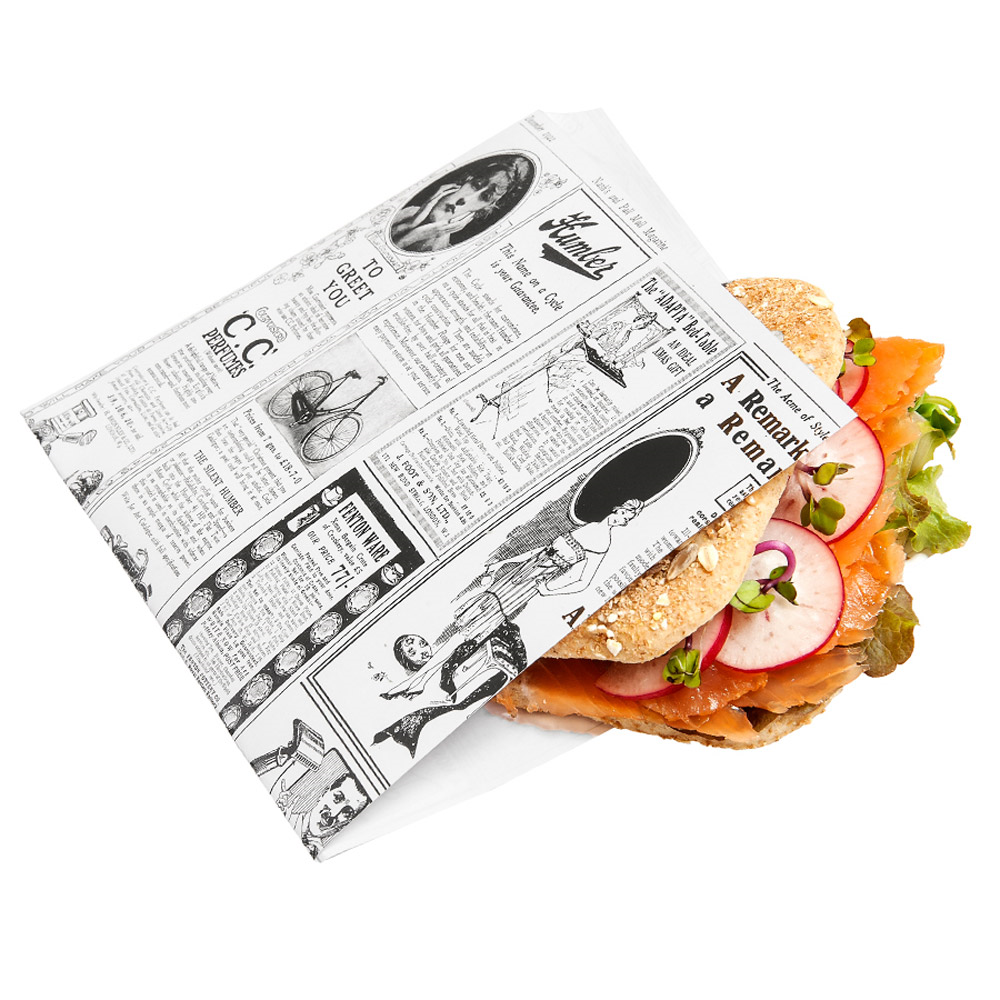 186.42-CARTA ANTIGRASSO APERTO 2 LATI FAST FOOD TIMES 35 G/M2 17x18 CM BIANCO PERGAMANA ANTIGRASSI (500 u.)