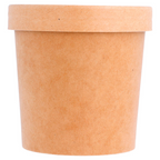 212.59-CONTENITORI CON COPERCHI 360 ML - 12 oz 300 + 18 PE G/M2 Ø 9/7,3x8,6 CM NATURALE KRAFT (25 u.)