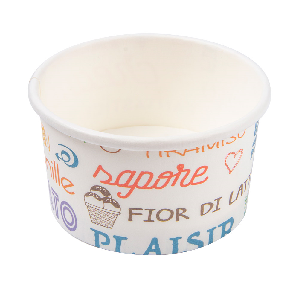 230.30-COPPETTA GELATI PAROLE 70 ML 210 + 18 PE G/M2 Ø6,5x3,9 CM BIANCO CARTONE (50 u.)