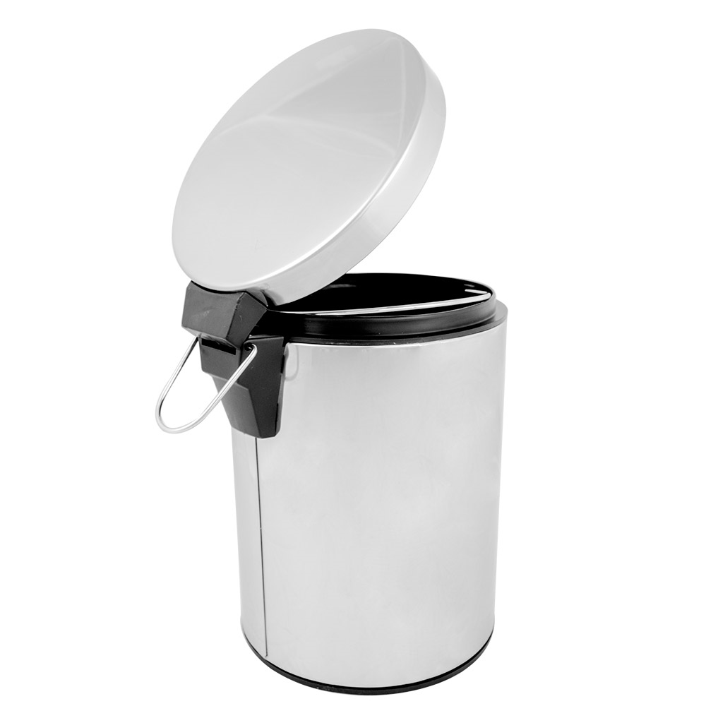 162.29-PATTUMIERA A PEDALE CON RICETTACOLO INTERIORE  5 L Ø 20,5x28 CM ARGENTO ACCIAIO INOX