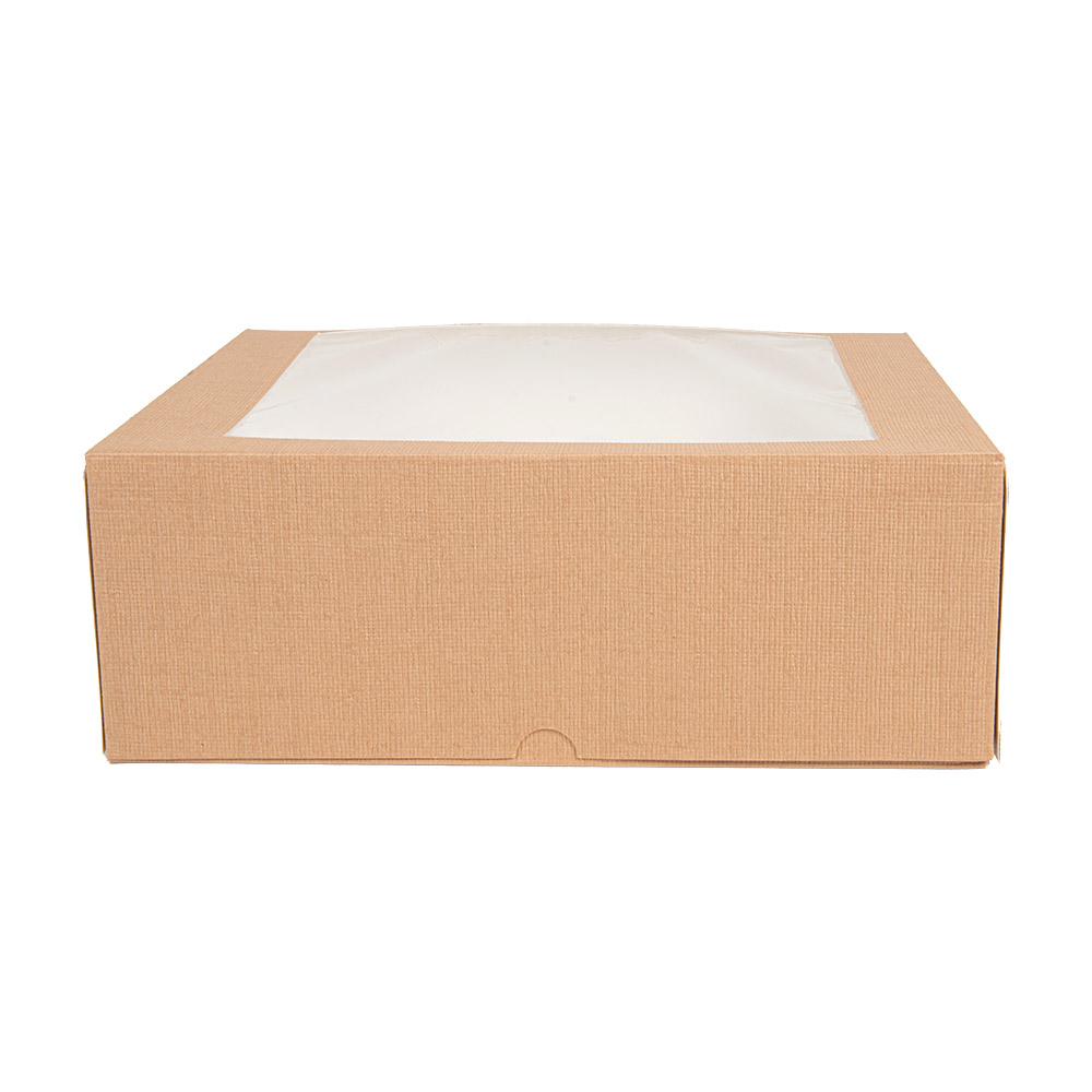 253.47-SCATOLE PER PASTICCERIA CON FINESTRA 'THEPACK'  28x28x10 CM NATURALE CARTONE NANO-MICRO + OPP (50 u.)