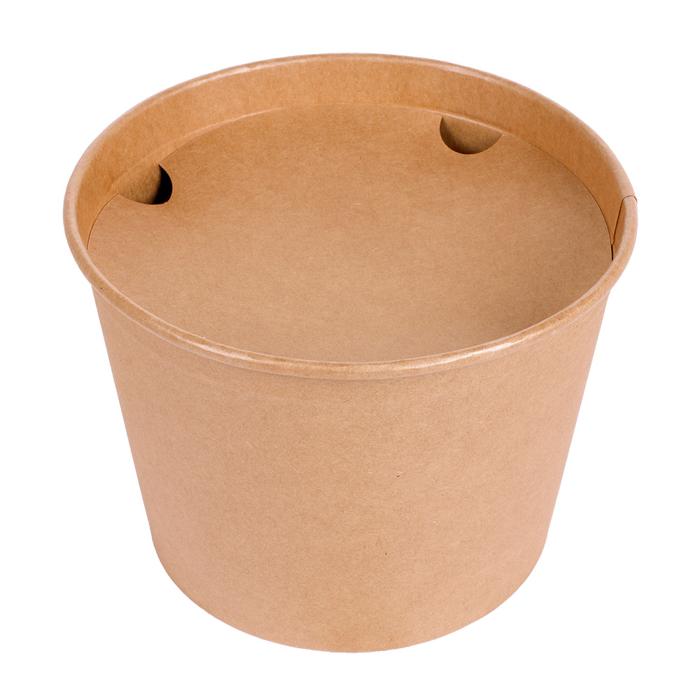 257.88-CONTENITORI PER POLLO + COPERCHIO  2550 ML 337 + 18PE G/M2 Ø 18,9/14,7x14,9 CM NATURALE KRAFT (50 u.)