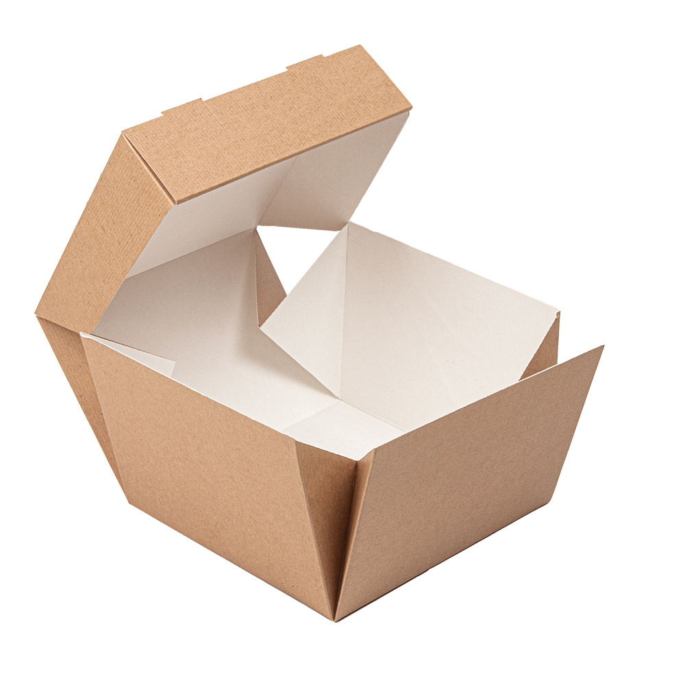 265.70-SCATOLE HAMBURGER "BURGER MENU" 'THEPACK'  15,5x15,5x11,5 CM (XXL) NATURALE CARTONE NANO-MICRO (50 u.)