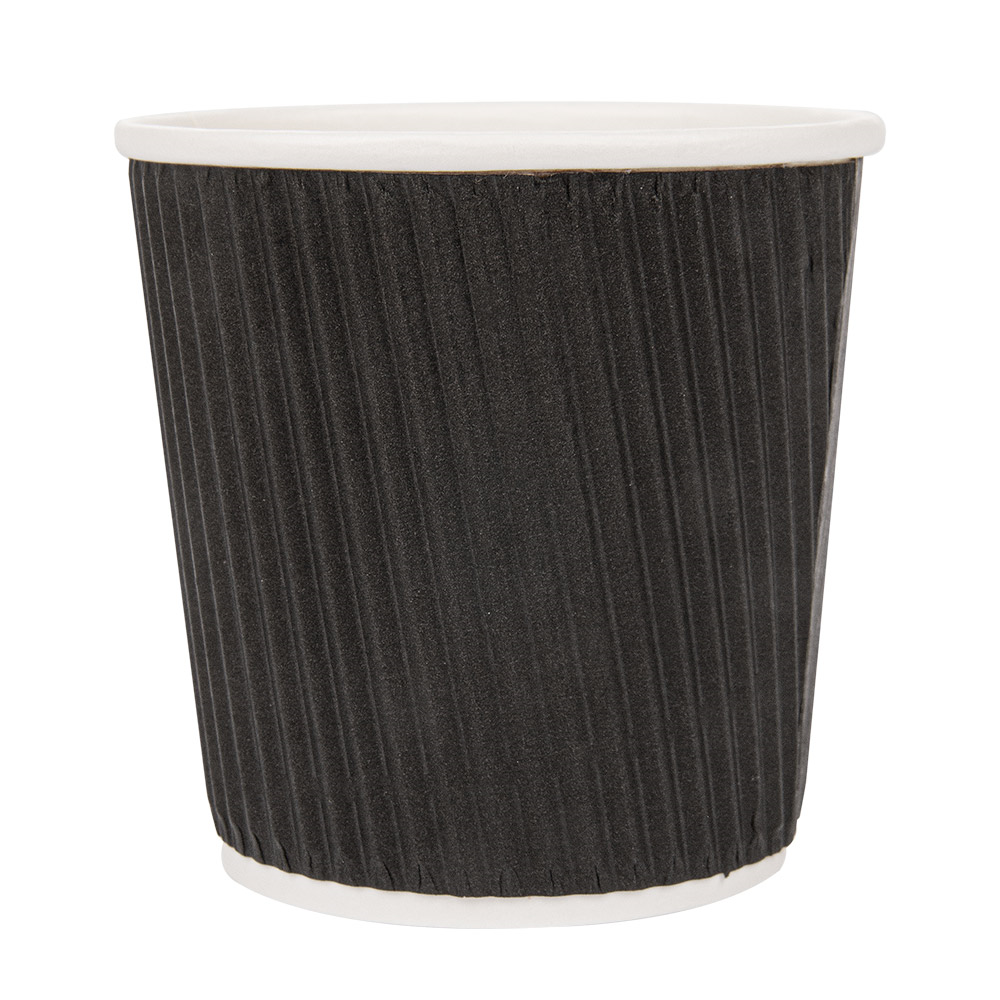 179.09-BICCHIERI BEVANDE CALDE DOPPIA PARETE  120 ML - 4 oz 230 + 250 + 18 PE G/M2 Ø6,2/4,5x6 CM NERO CARTONE (40 u.)