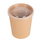 279.32-CONTENITORI CON COPERCHI 960 ML - 32 oz 330 + 18 PE G/M2 Ø11,7/9x13,5 CM NATURALE KRAFT (25 u.)