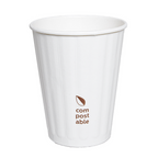 275.25-BICCHIERI BEVANDE CALDE DOPPIA PARETE  360 ML 328 + 210 G/M2 Ø9/6x11 CM BIANCO CARTONE (25 u.)