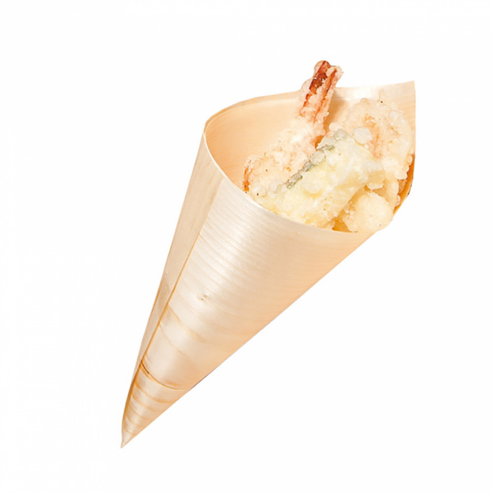 145.75-CONO IN FOGLIA DI PIOPPO 'WOOD'  17 CM NATURALE LEGNO (50 u.)