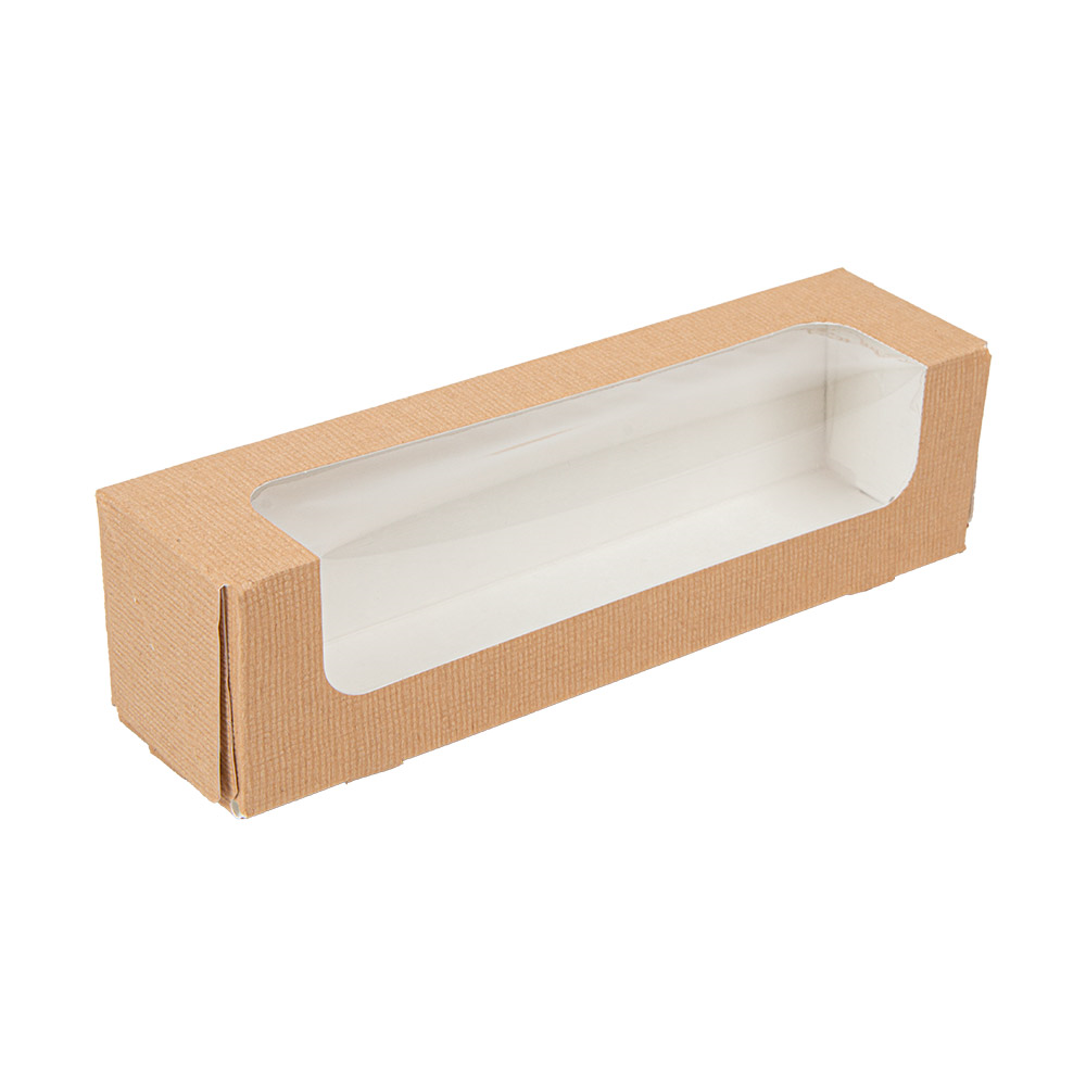 279.25-ASTUCCI PER MACARON CON FINESTRA 'THEPACK'  19x5x5 CM NATURALE CARTONE NANO-MICRO + OPP (50 u.)