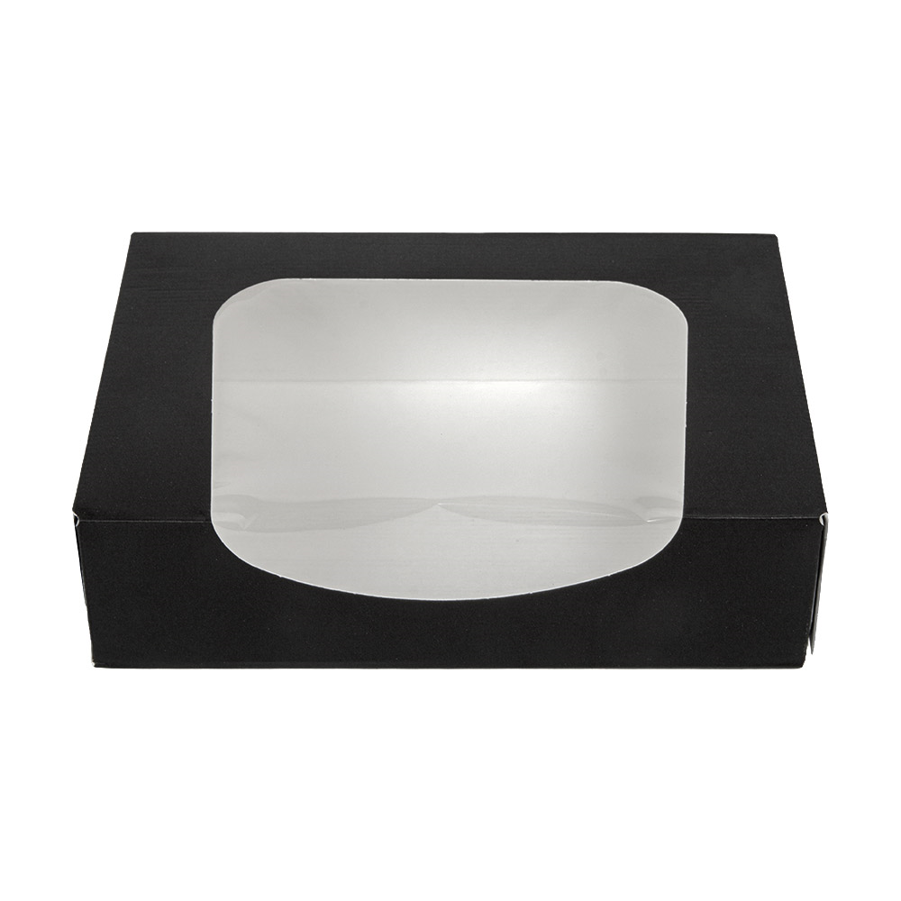 252.26-CONTENITORI SUSHI+FINESTRA 'THEPACK'  17,5x12x4,5 CM NERO CARTONE NANO-MICRO + OPP (50 u.)