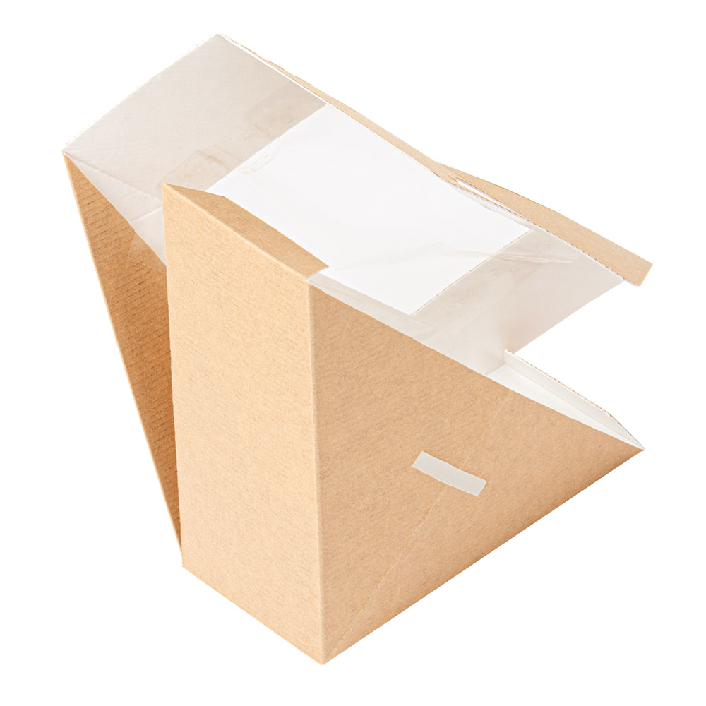 253.56-SCATOLE PER PANINI CON FINESTRA 'THEPACK'  12,4x12,4x5,5 CM NATURALE CARTONE NANO-MICRO + OPP (50 u.)