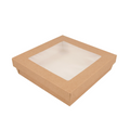 256.05-SCATOLINE+COPERCHI CON FINESTRA 'THEPACK' 1000 ML 18,5x18,5x4 CM NATURALE CARTÓN NANO-MICRO + PP + OPP (25 u.)